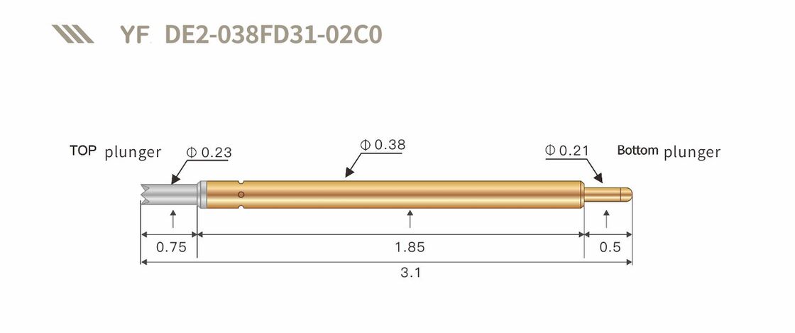 Золотопокрытый высокопрочный пружинный испытательный зонд.